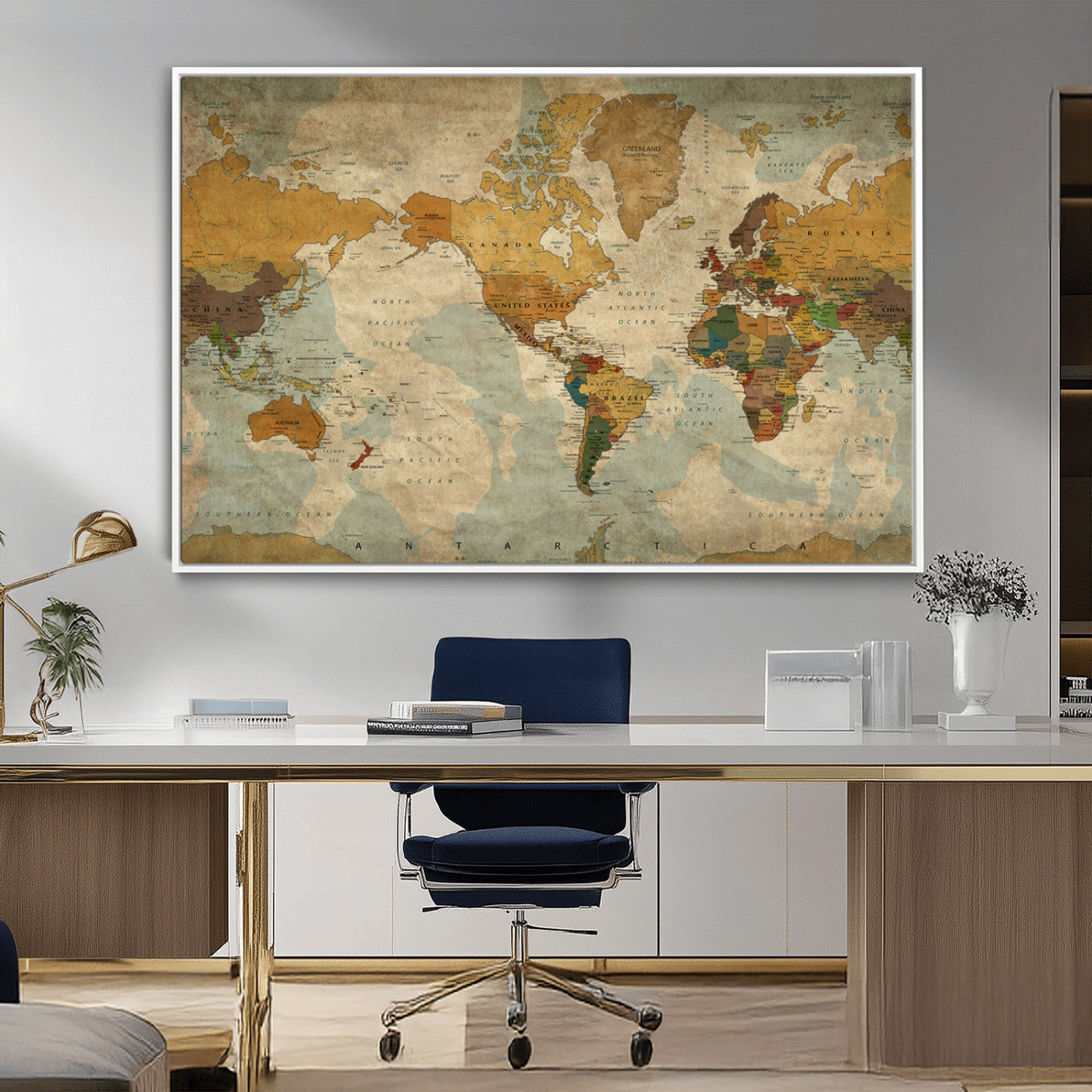 MGV-FC-36X24 - Push Pin World Map Canvas Print – Framed Wall Art for Couples to Track Their Travels – Anniversary