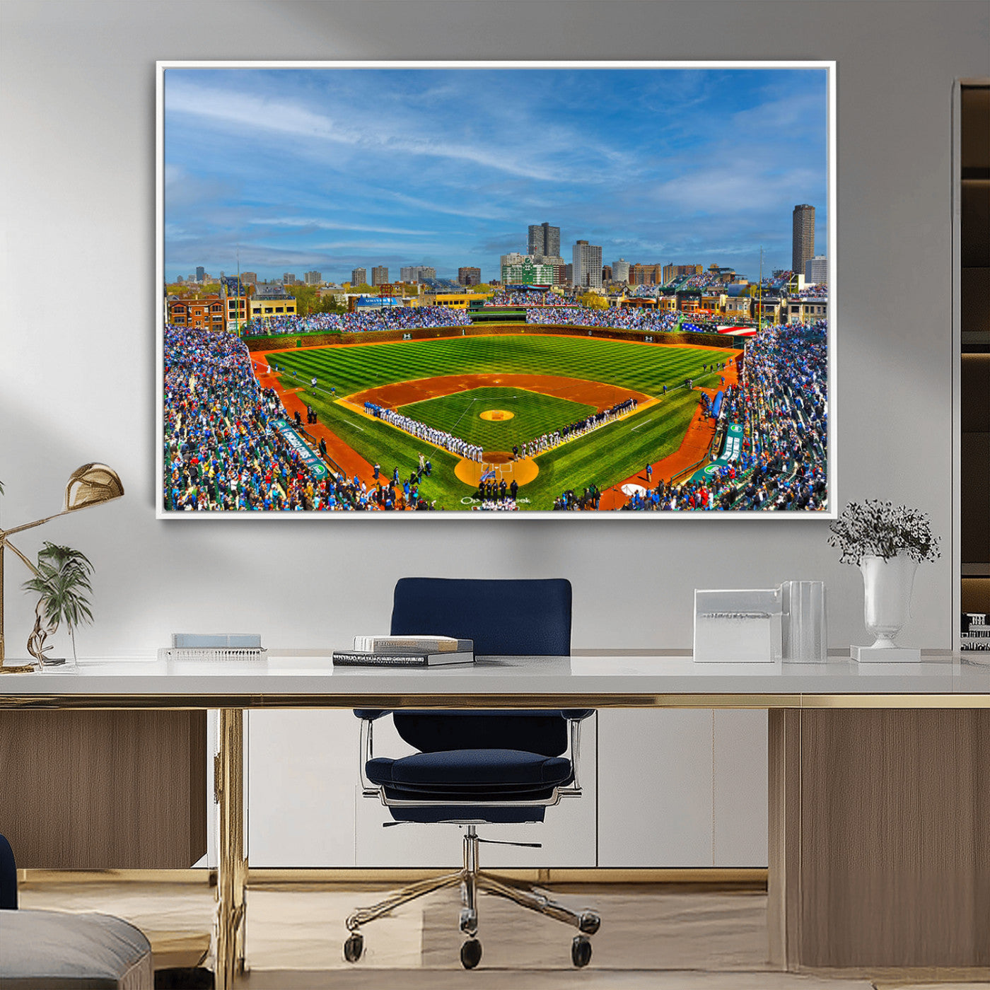 MGV-FC-36X24 - Wrigley Field Chicago Cubs Panoramic Multi Piece Canvas Wall Art - Iconic Baseball Stadium Canvas