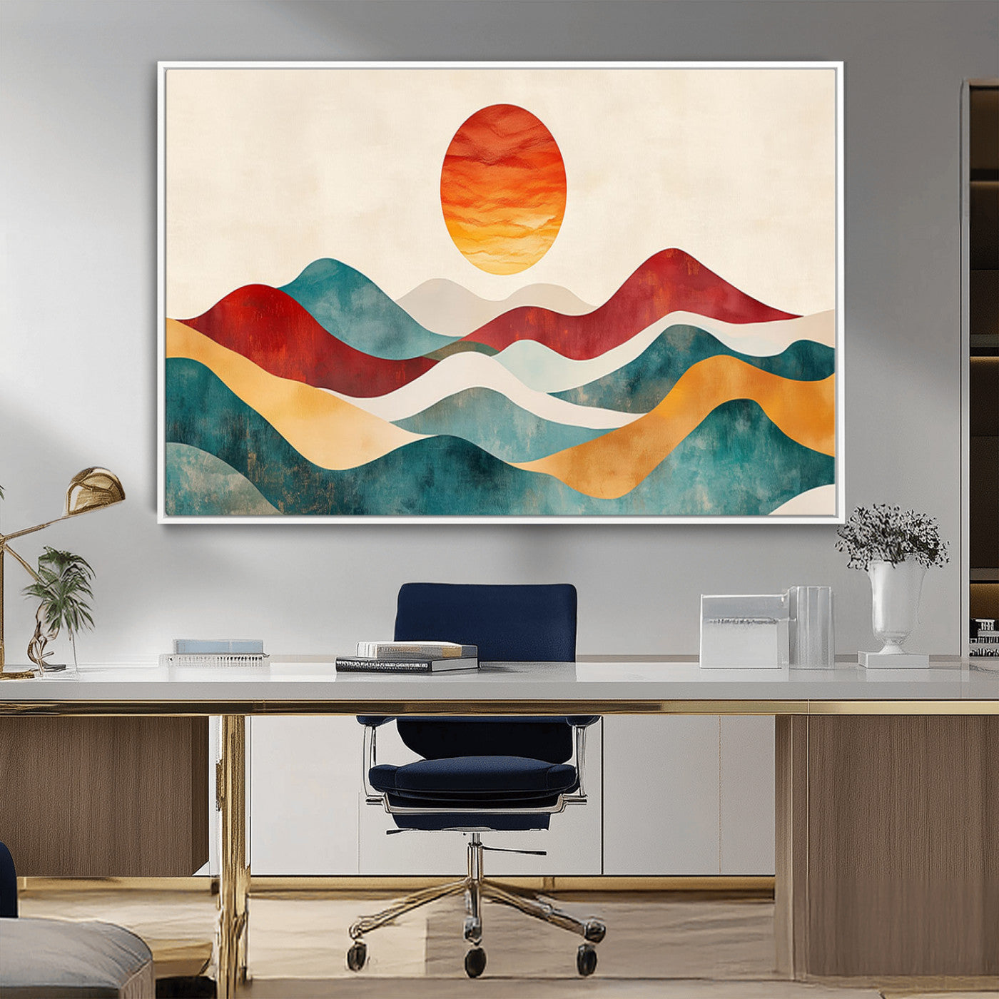 MGV-FC-36X24 - Southwest Mountain Canvas - Boho Triptych Wall Art - Rustic Woodland Nursery Decor - Abstract Nature