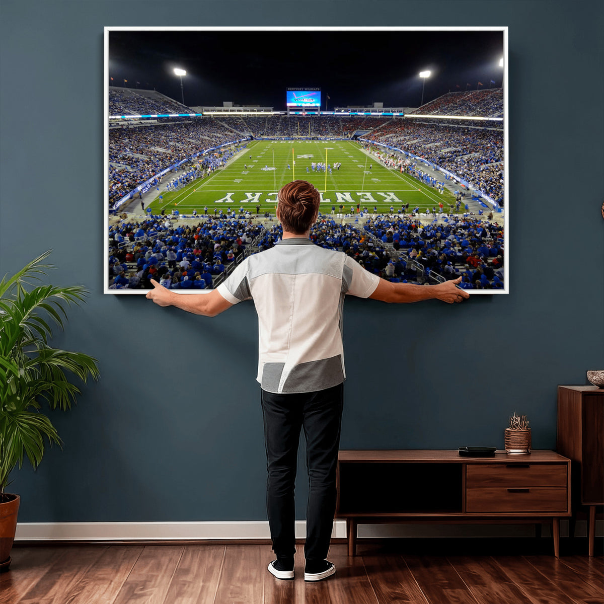 14304-MGV-CV-36X24 - Kroger Field Canvas Wall Art, Kentucky Stadium Wall Art, Framed and Ready to Hang