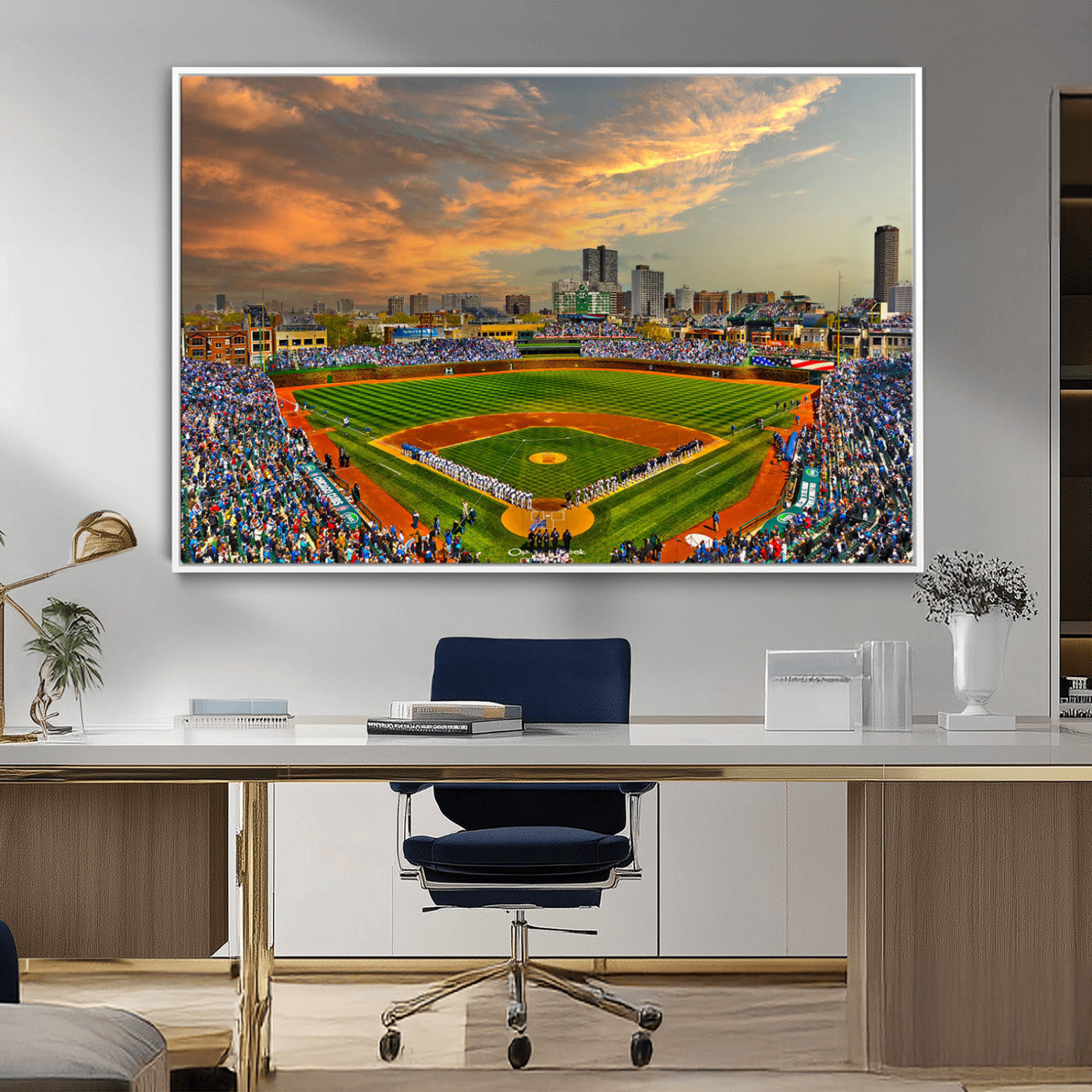 MGV-FC-36X24 - Chicago Wrigley Field Canvas Wall Art - Iconic Baseball Stadium Art Print - Wrigley Field Chicago