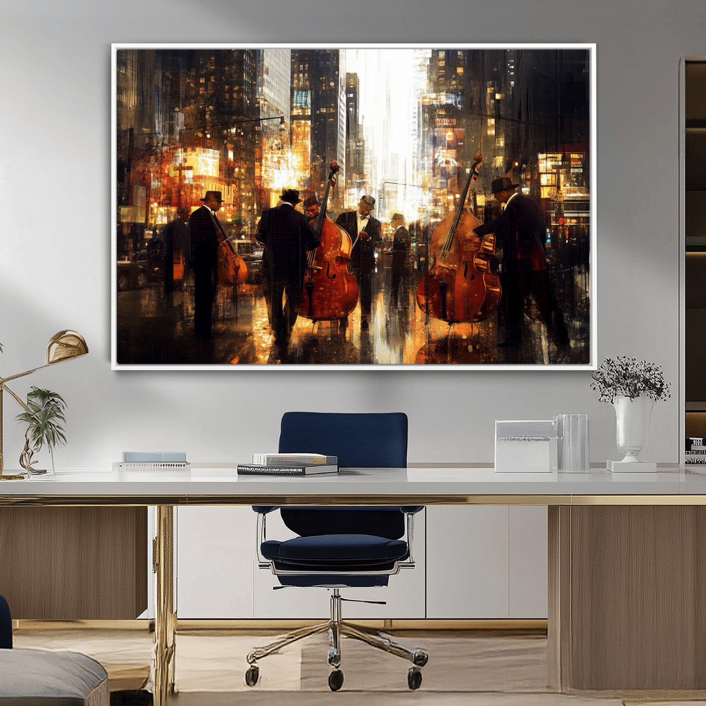 MGV-FC-36X24 - Abstract Jazz Art Wall Art Canvas Print - Framed Abstract Music Canvas - Colorful Instrument Poster