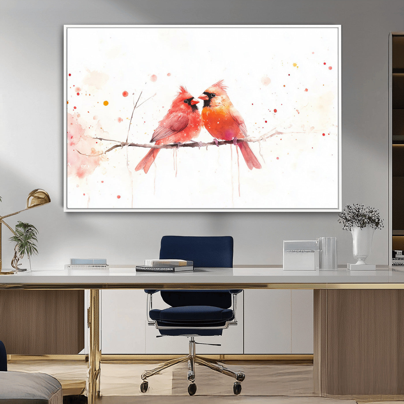 MGV-FC-36X24 - Cardinal Bird Canvas Wall Art - Male and Female Cardinal Print - Nature-Inspired Bird Wall Decor for