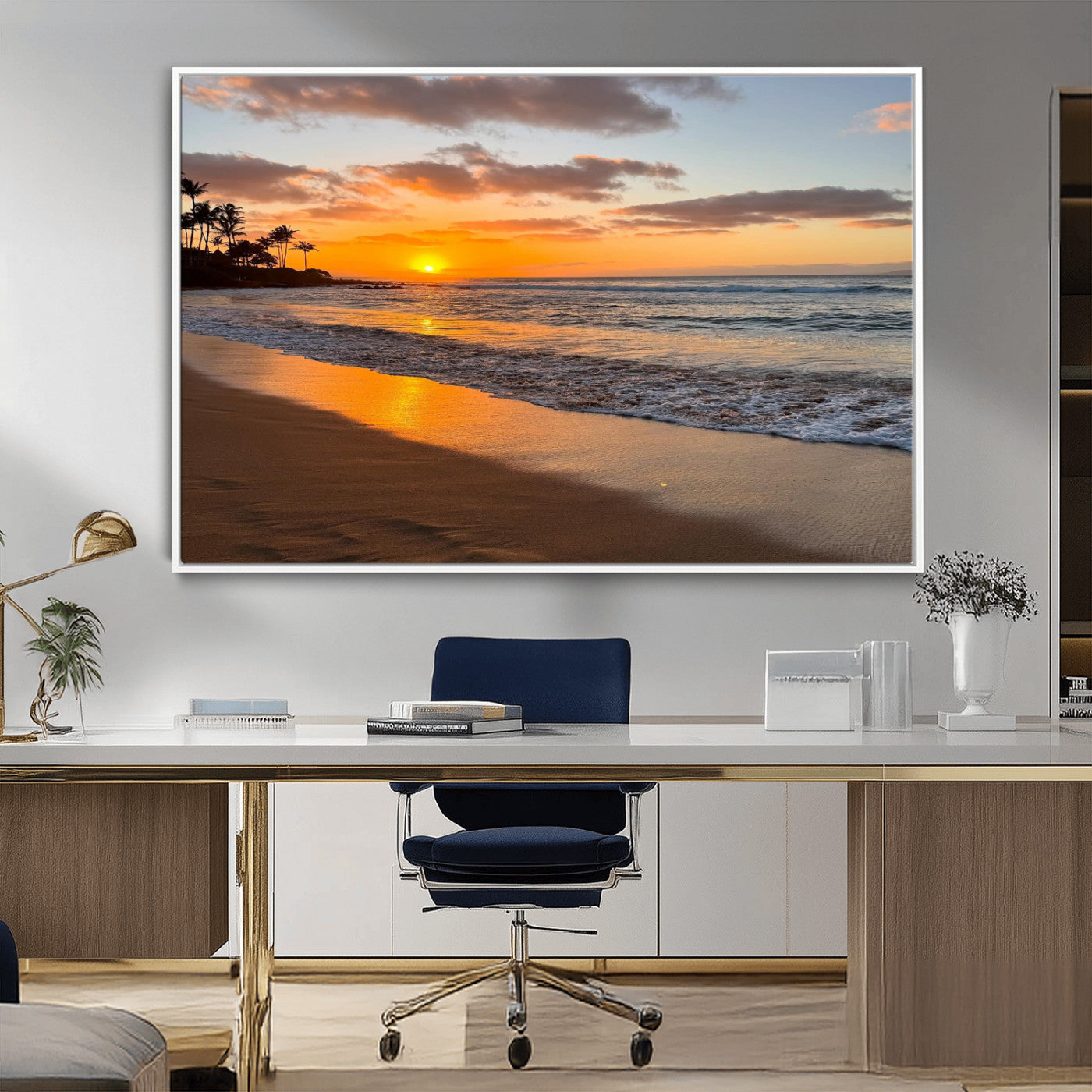MGV-FC-36X24 - Sunset Wall Art Print - Stunning Beach Sunset Canvas Artwork for Elegant Home or Office Coastal