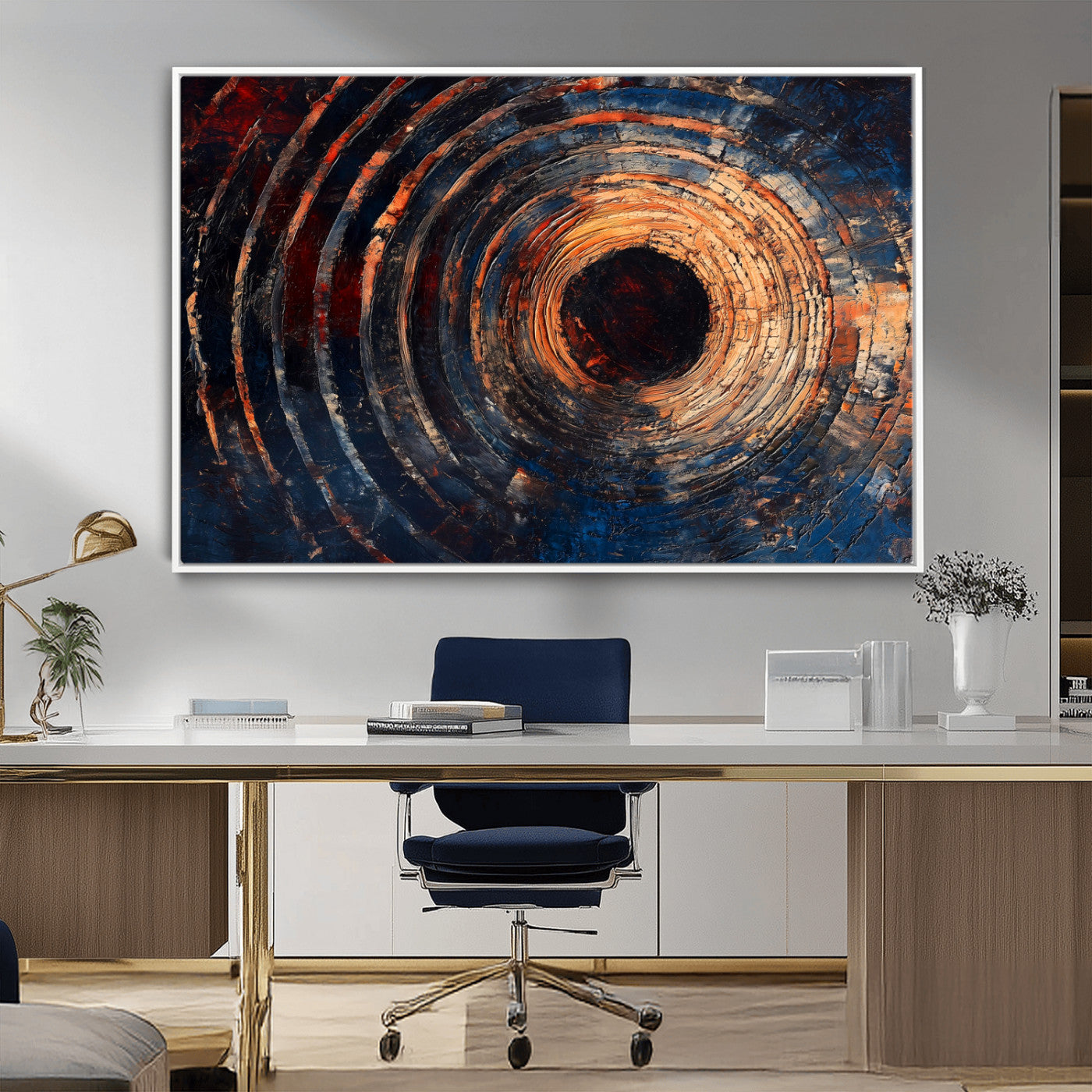 MGV-FC-36X24 - Wood Tree Ring Wall Art Canvas Print, Framed Natural Wood Art Picture Print, Rustic Tree Slice Perfect Rustic Decor Artwork