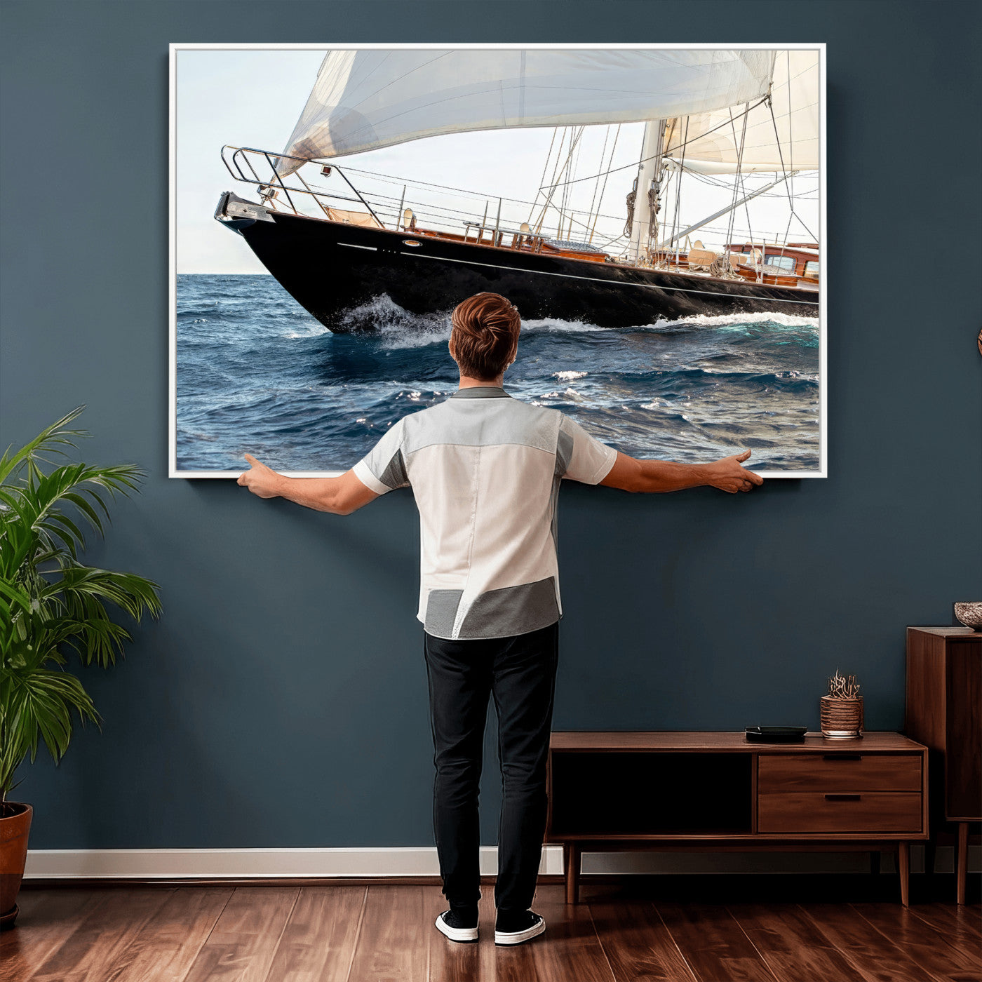 97168626-MGV-CV-36X24 - Boat Yacht Wall Art – Ocean Waves & Sailing Adventure Canvas Print, Nautical Elegance & Marine Journey for Living Room or Luxury Decor