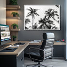 46641801-MGV-CV-40X27-Palm Wall Art Canvas Print, Framed Tropics Art Picture Print, Monochrome Perfect Minimalist Decor