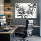 Edit-Images-Black and White Palm Tree Wall Art – Monochrome Tropical Canvas Print for Coastal or Minimalist Living Room Decor