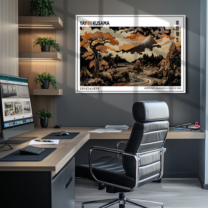 Modern Japanese Wall Art Print Yayoi Kusama Canvas Wall Art Abstract Mount Fuji Canvas Print Japanese Landscape Art Printing
