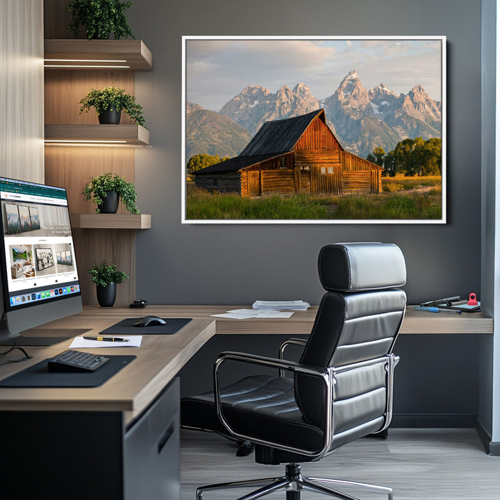 Rustic Barn Wall Art Canvas Print, Framed Western Landscape Art Picture Print, Farmhouse Style Perfect Rustic Farmhouse Decor Artwork
