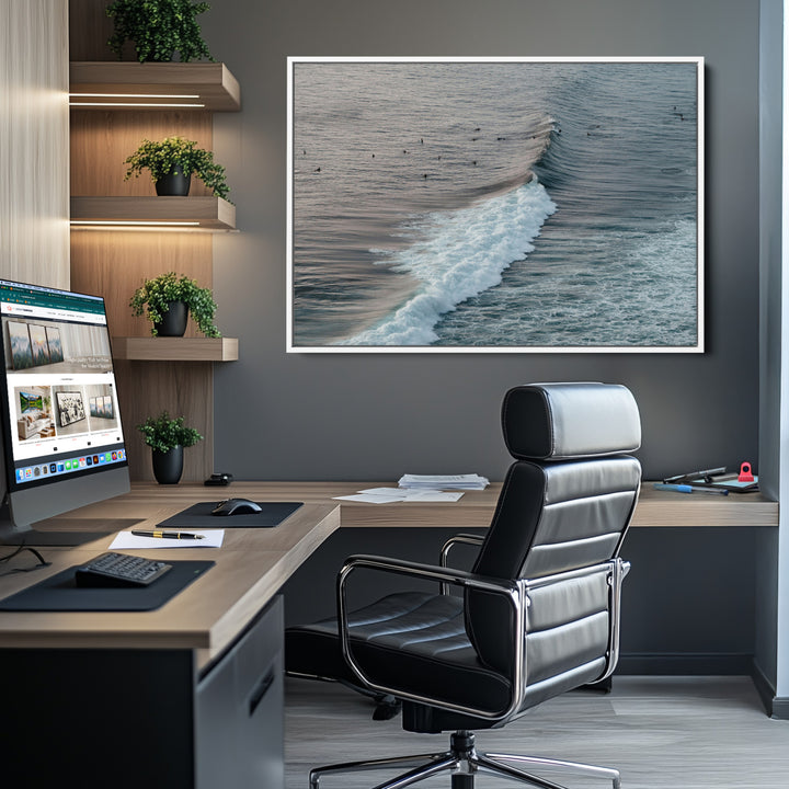 Ocean Waves Wall Art Canvas Print, Framed Coastal Serenity Art Picture Print, Surf Perfect Coastal Decor Artwork