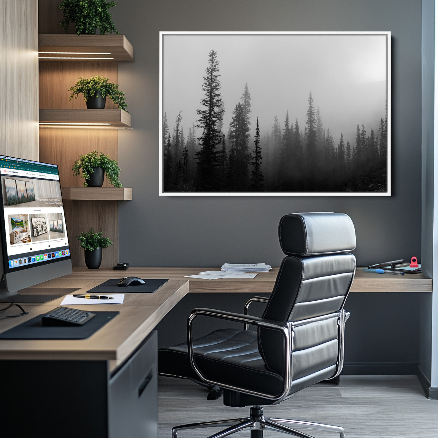 Misty Pines Wall Art Canvas Print - Perfect Rustic Decor