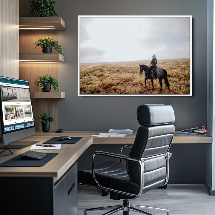 Cowboy Wall Art Wall Art Canvas Print, Framed Western Canvas Art Picture Print, Rustic Ranch Scene Perfect Rustic Western Decor Artwork