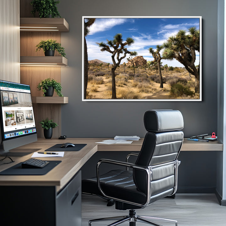 Joshua Tree Desert Wall Art Canvas Print, Framed Southwestern Nature Art Picture Print, Rustic Earth Tones Perfect Southwestern Boho Decor