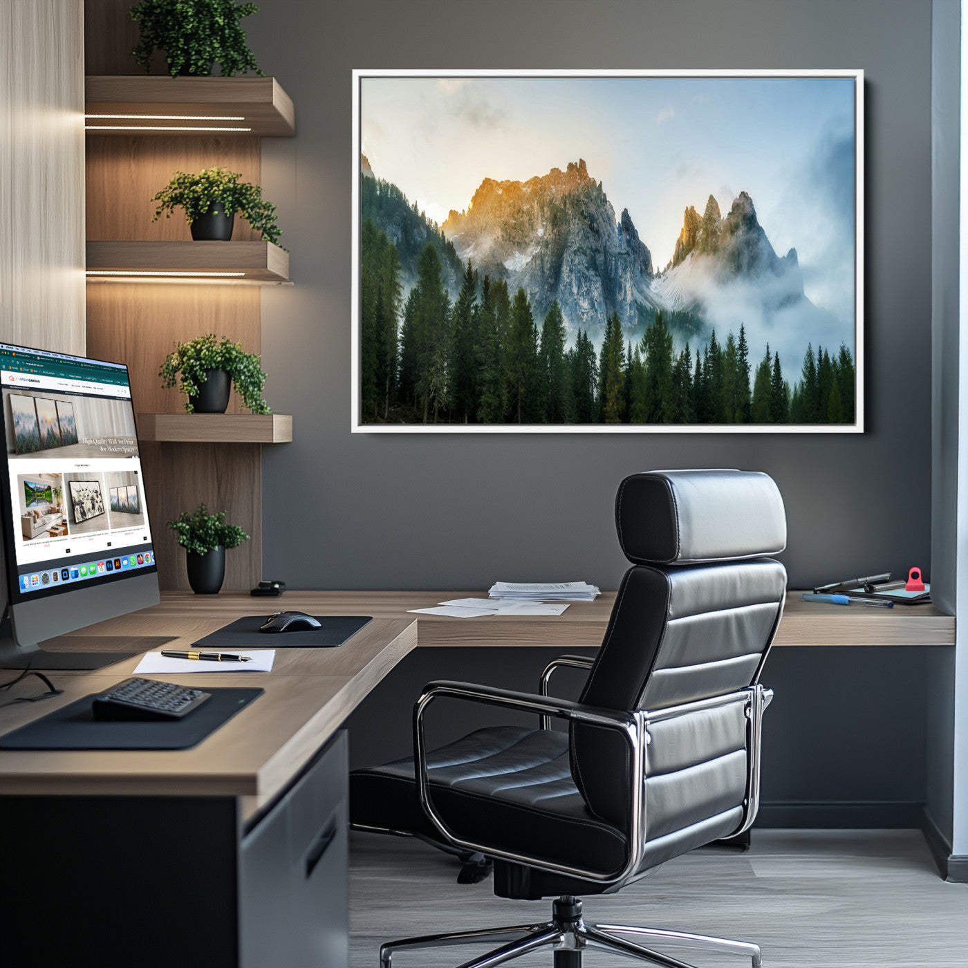 Wilderness Wall Art - Framed Nature Landscape Decor, Mountain Wall Art Canvas Print, Framed Nature Landscape Decor Art