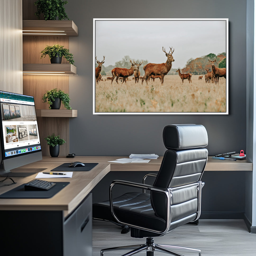 Rustic Deer Print Wall Art Canvas Print