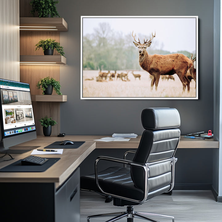 Rustic Nature Print Wall Art Canvas Print, Framed Deer Canvas Wall Art Art Picture Print, Nordic Animal Art Perfect Rustic Nature Decor