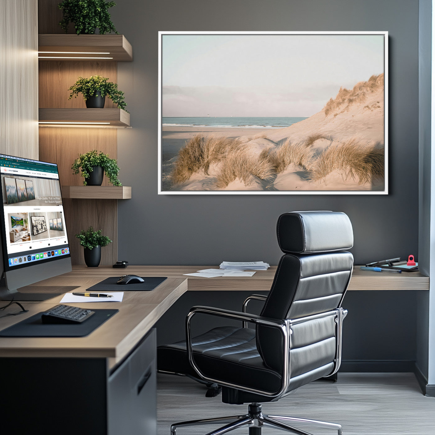 Beach Landscape Wall Art Canvas Print: Minimalist Seascape Decor