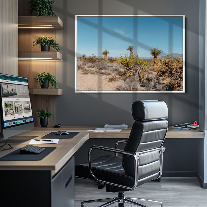 Joshua Tree Wall Art Canvas Print, Desert Landscape Print, Framed Warm Earth Tones Art Print, Large California Southwest Printing