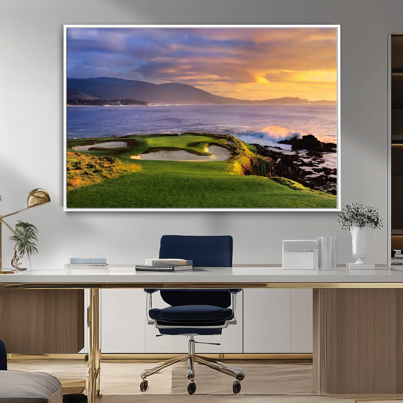 73699248-MGV-CV-36X24-Pebble Beach Golf Links Wall Art Canvas Print – Iconic Coastal Golf Course Artwork, Perfect for Office, Man Cave, or Golf Lover’s Decor