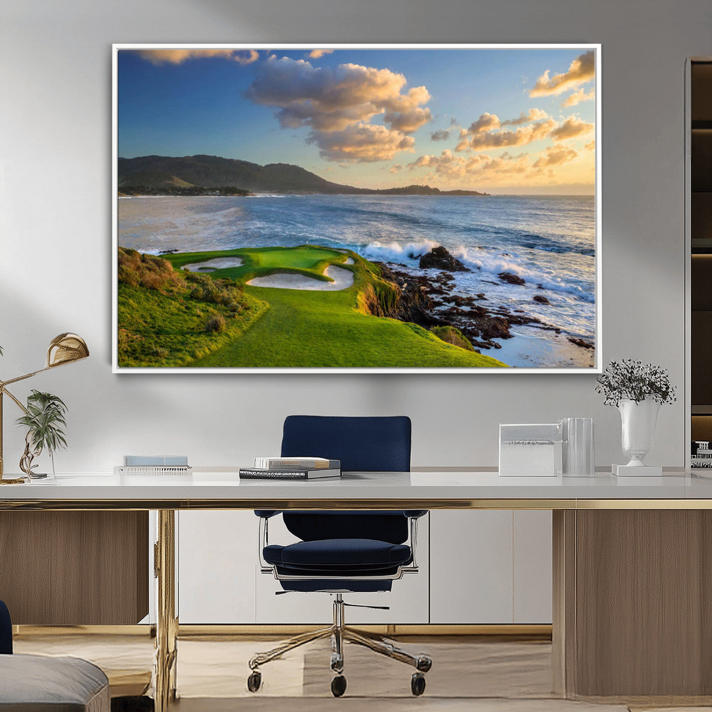 MGV-FC-36X24 - Pebble Beach Golf Links Wall Art Canvas Print – Iconic Coastal Golf Course Artwork, Perfect for