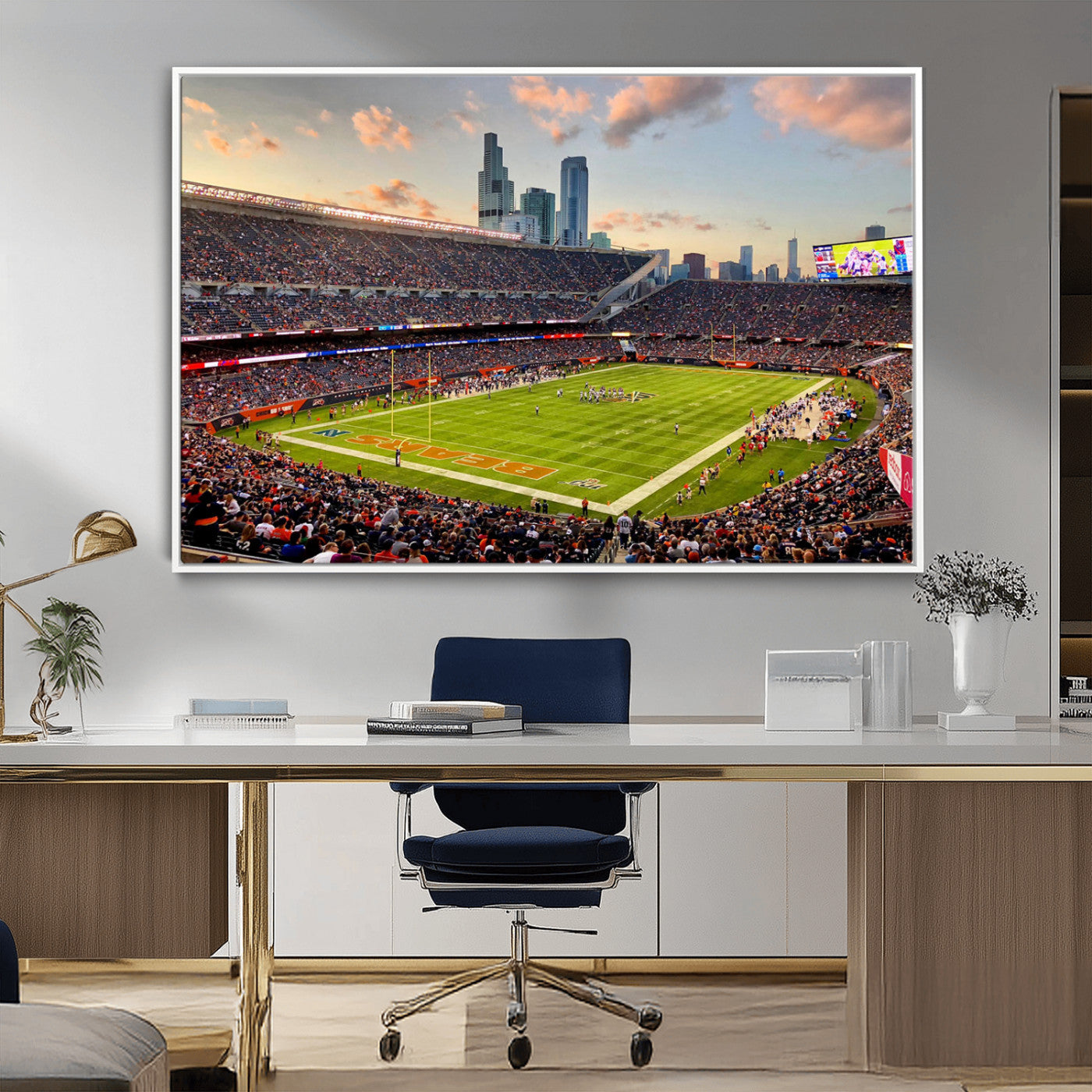 MGV-FC-36X24 - Chicago Bears Soldiers Field Wall Art Canvas Print – Framed Football Stadium Artwork for Sports