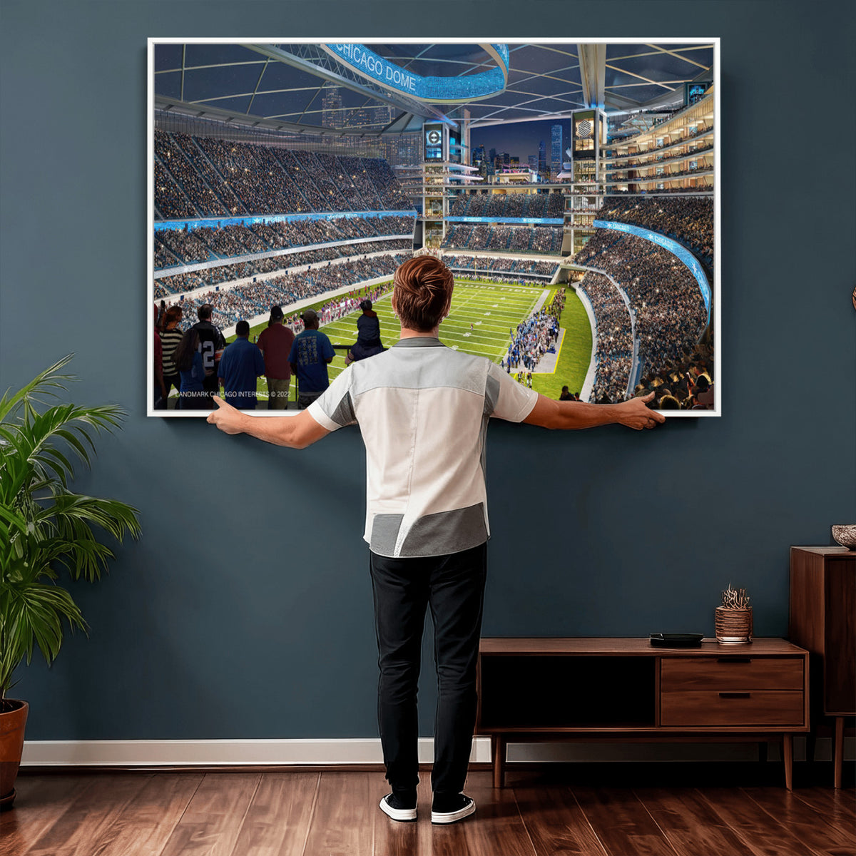 41816511-MGV-CV-36X24 - Chicago Dome Stadium Wall Art Canvas Print, Framed Modern Decor
