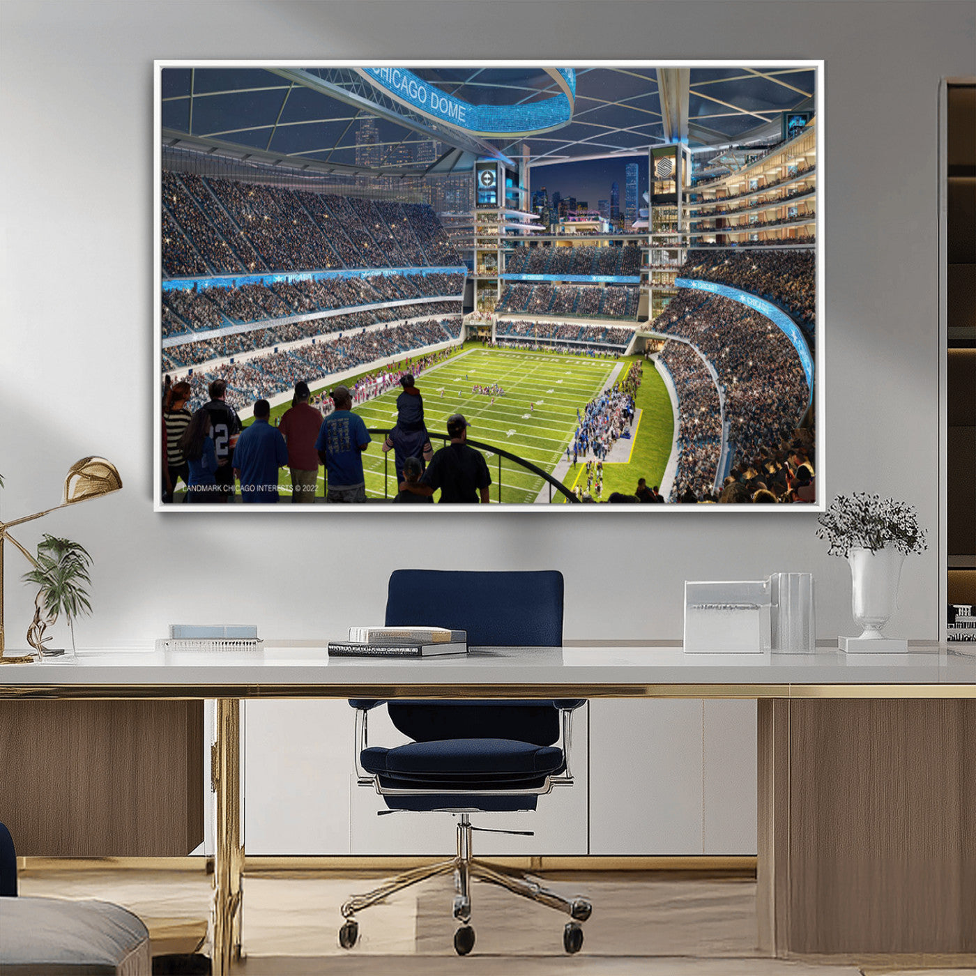 MGV-FC-36X24 - Chicago Bears Soldiers Field Wall Art Canvas Print – Framed Football Stadium Artwork for Sports