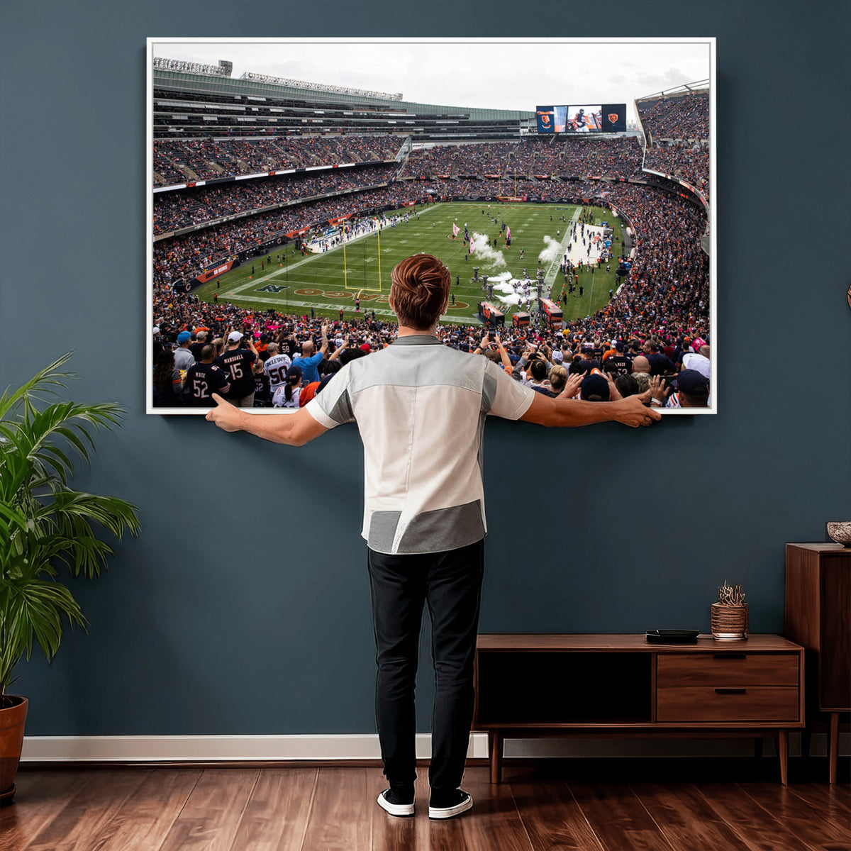 18347149-MGV-CV-36X24 - Chicago Bears Soldier Field Wall Art Canvas Print – Framed Football Stadium Artwork Team Spirit for home, office