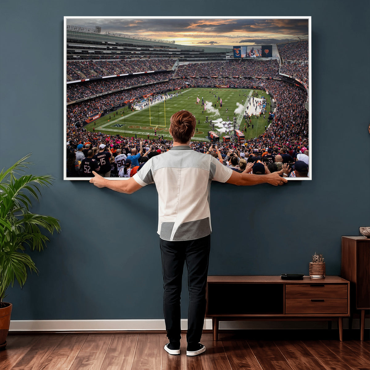 87578930-PAN-FL-20X10 - Chicago Bears Soldiers Field Wall Art Canvas Print, Home Bar Wall Decor