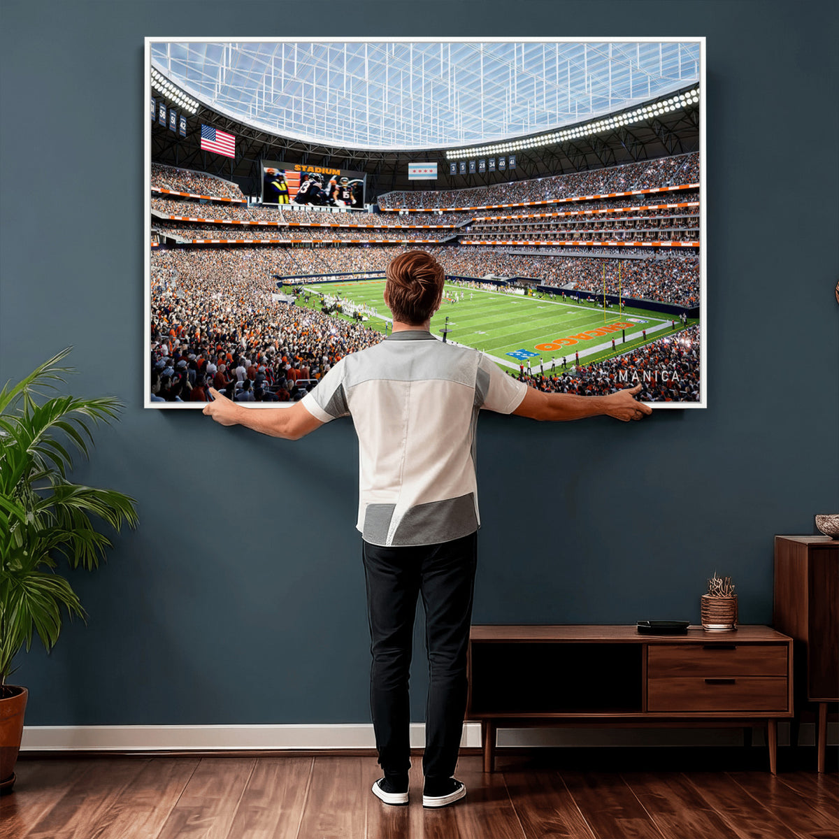 32530647-PAN-FL-20X10 - Chicago Bears Soldiers Field Wall Art Canvas Print, Framed and Ready to Hang