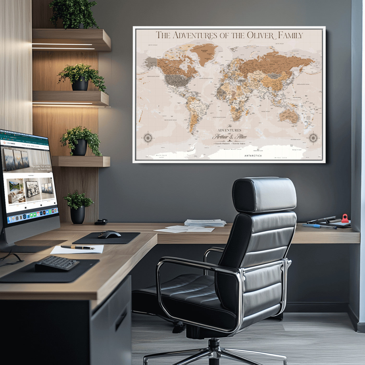 43101120-MGV-CV-36X24-World Travel Map with Pins – Push Pin Maps of Where I've Been, Framed Wall Map for Travel Memories, Old Style Decorative World Map - H10