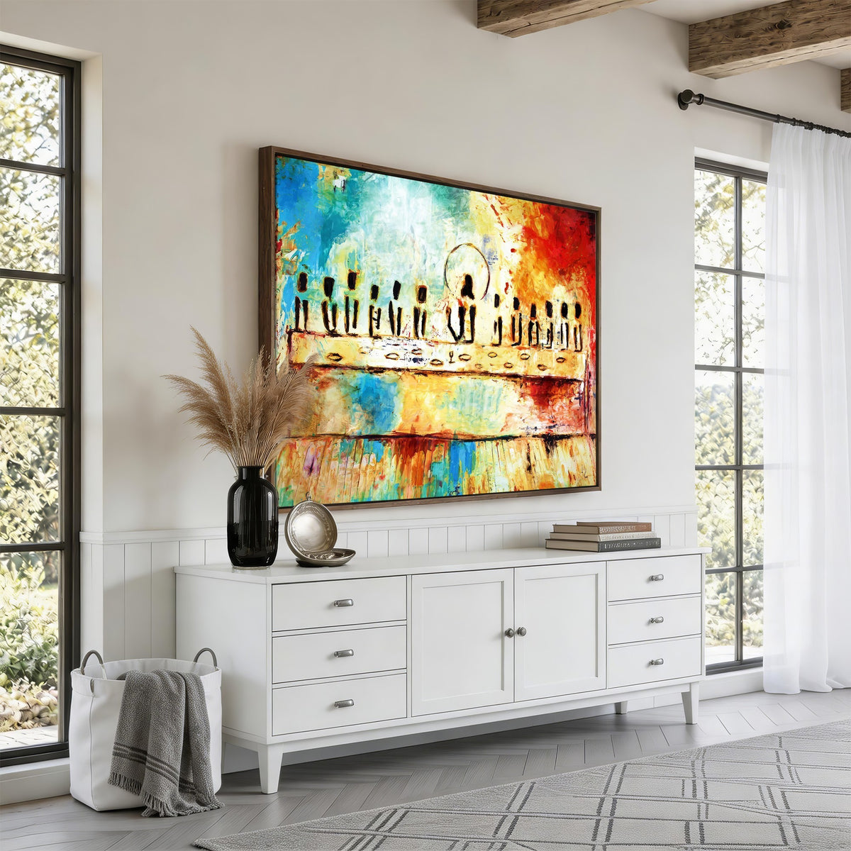 YKE34632598CR-_Poster-30x20 - Abstract Last Supper Wall Art, Jesus and Apostles Canvas Print, Religious Decor