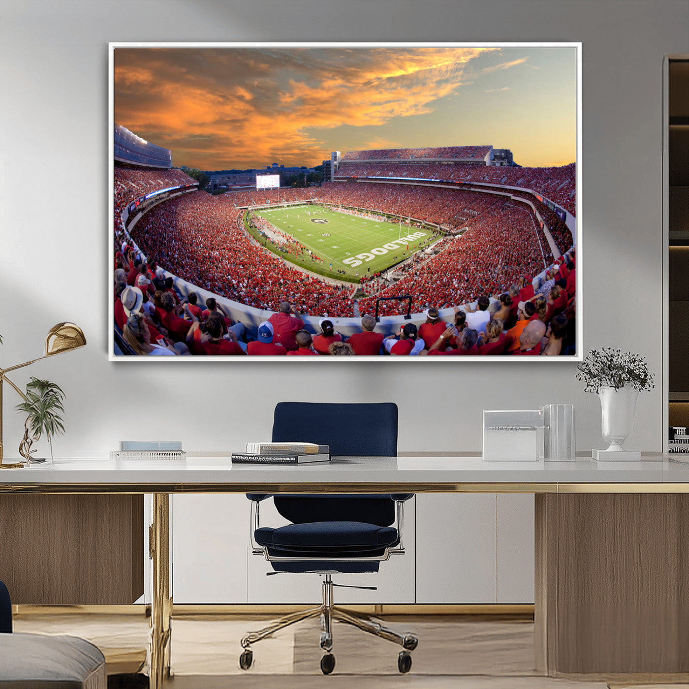 73680988-MGV-FC-36X24-Dooley Stadium Wall Art Print, Sports Arena Canvas Wall Art, Dooley Field at Sanford Stadium Canvas Print, Modern Athletic Field Art Printing