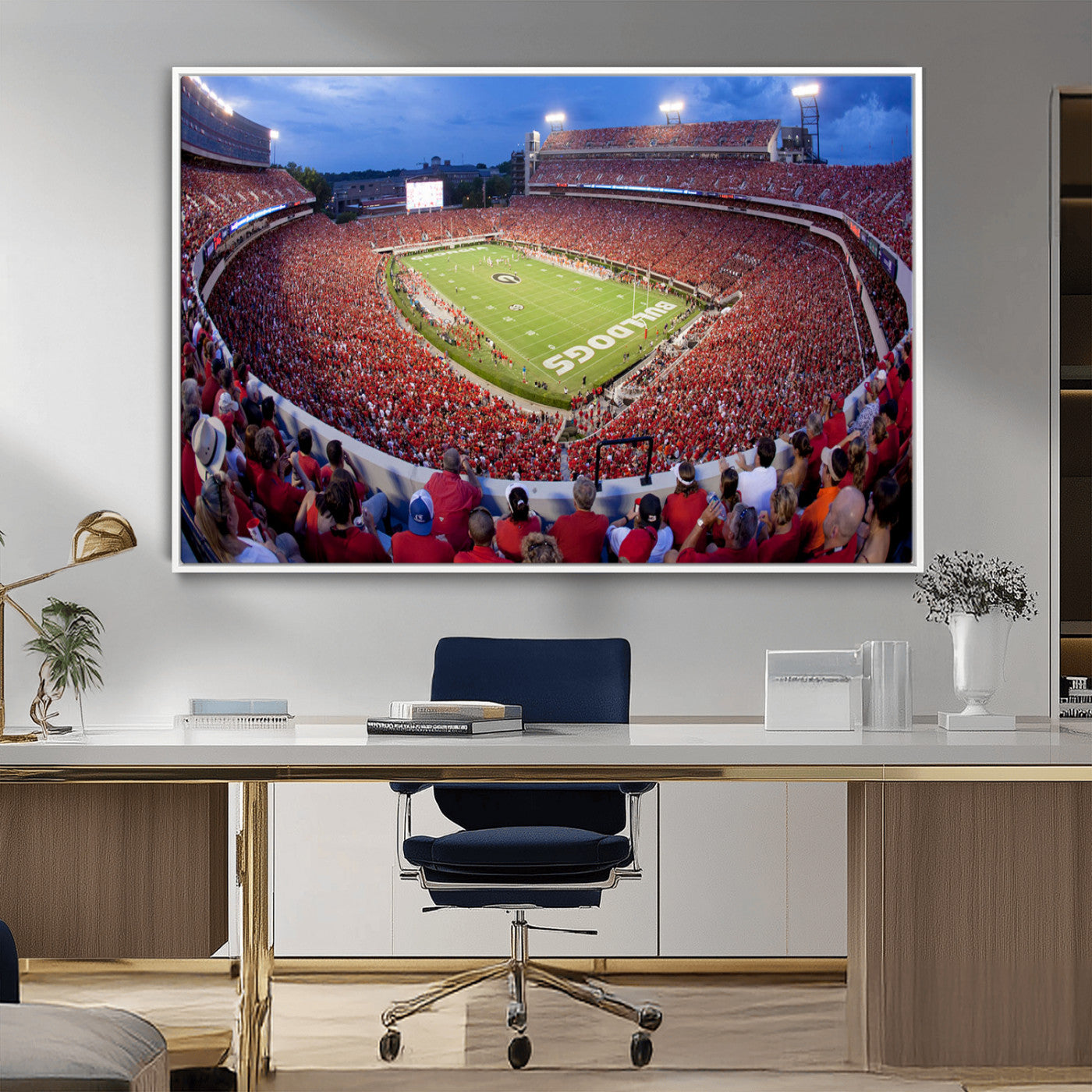 10244378-MGV-FC-36X24-Dooley Stadium Wall Art Print, Sports Arena Canvas Wall Art, Dooley Field at Sanford Stadium Canvas Print, Modern Athletic Field Art Printing
