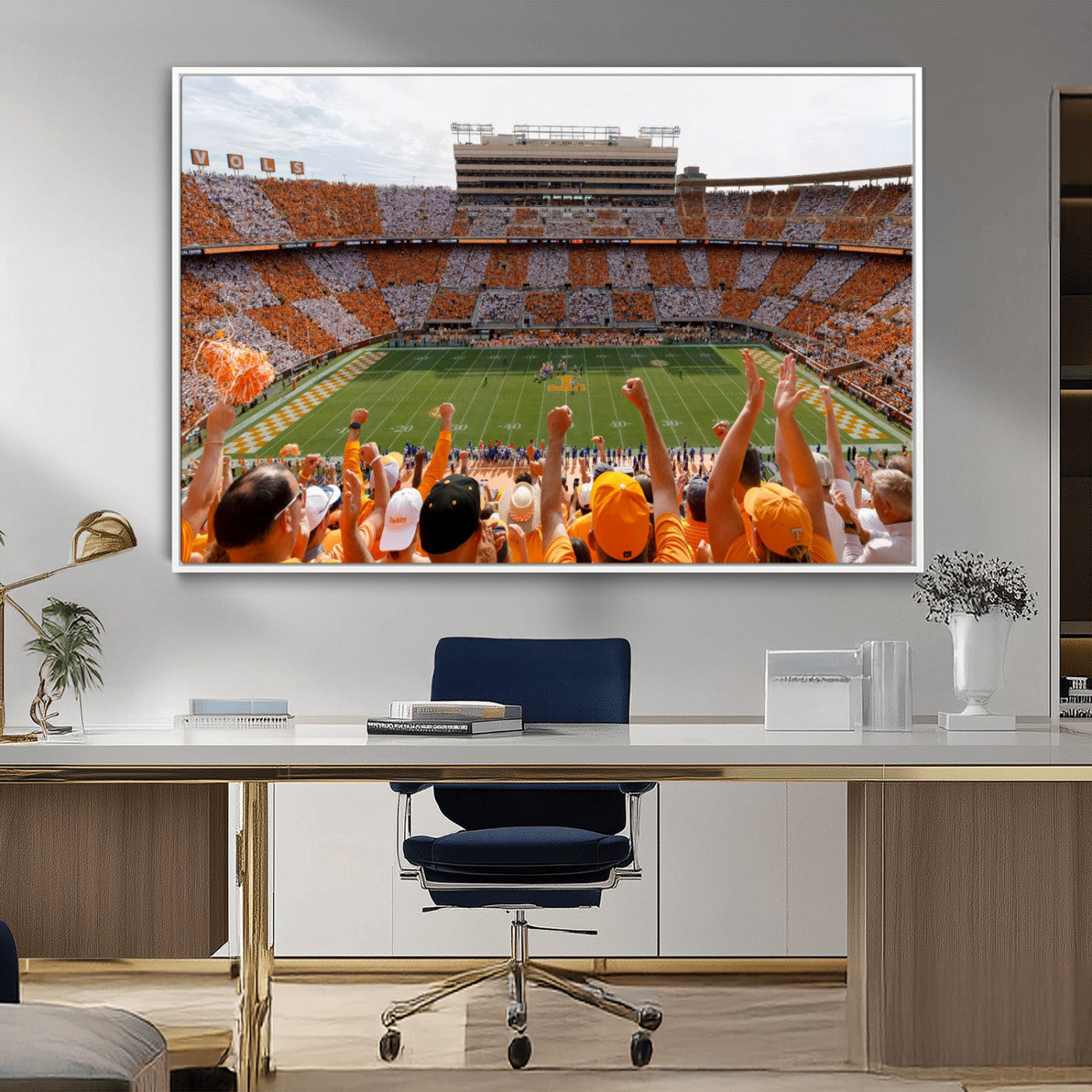 76011417-MGV-FC-36X24-Tennessee Neyland Stadium Wall Art Print, Sports Arena Canvas Wall Art, Panoramic Stadium Canvas Print, Modern Athletic Field Art Printing