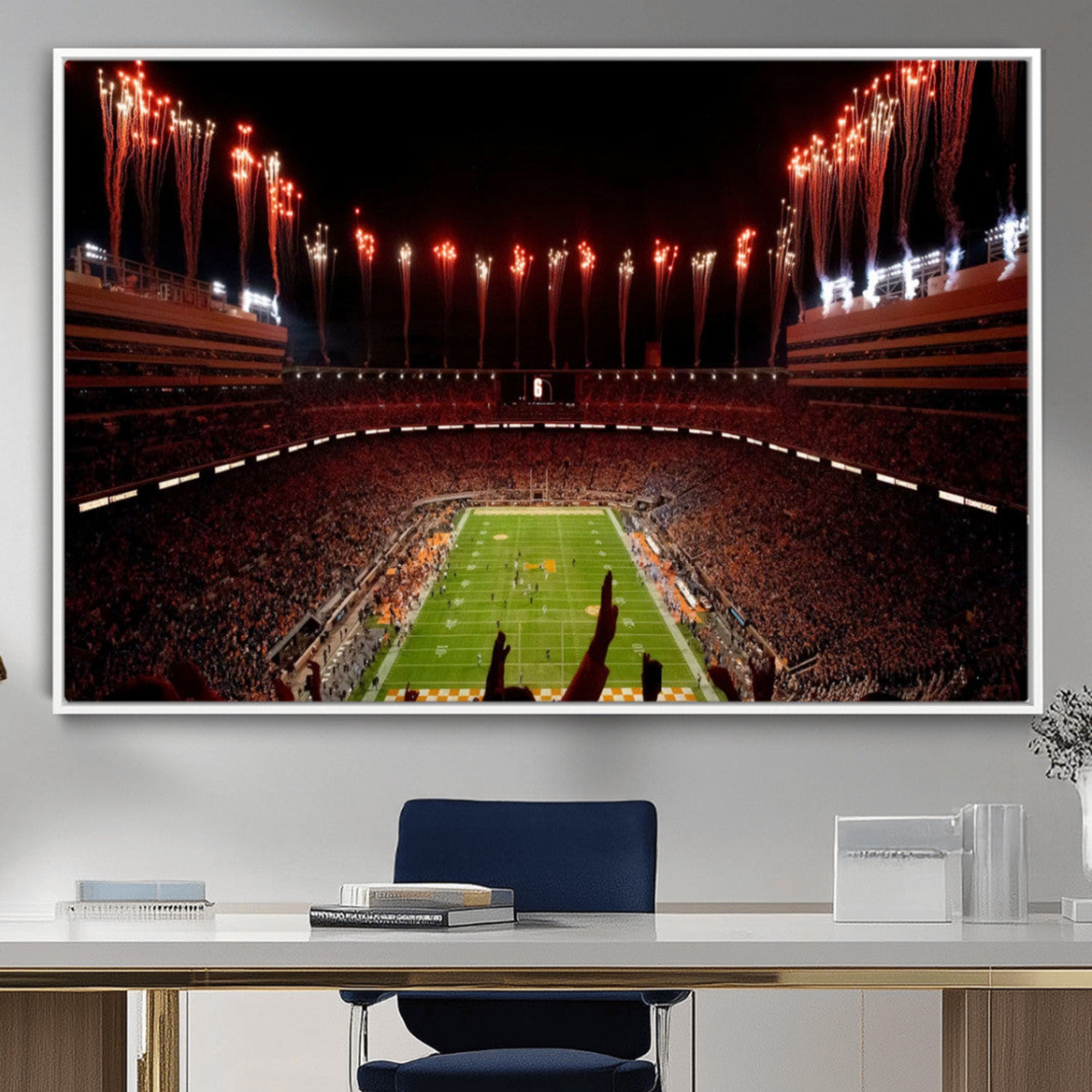 73358115-MGV-FC-36X24-Tennessee Neyland Stadium Wall Art, Sports Arena Canvas Print, Panoramic Stadium Canvas Artwork for Home, Office