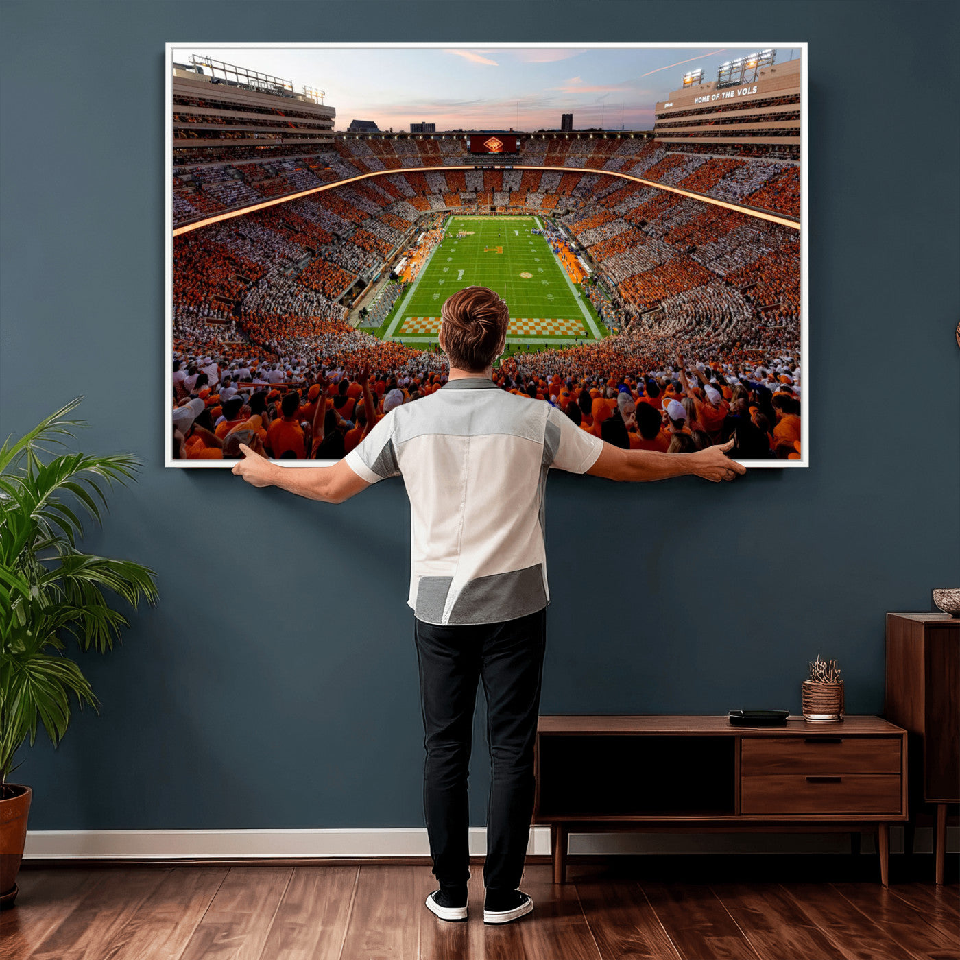37160229-MGV-CV-36X24 - Tennessee Neyland Stadium Wall Art, Sports Arena Canvas Print, Panoramic Stadium Canvas Artwork for Home, Office
