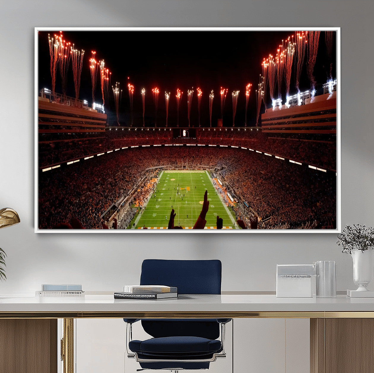 73358115-MGV-FC-36X24 - Tennessee Neyland Stadium Wall Art, Sports Arena Canvas Print, Panoramic Stadium Canvas Artwork for Home, Office