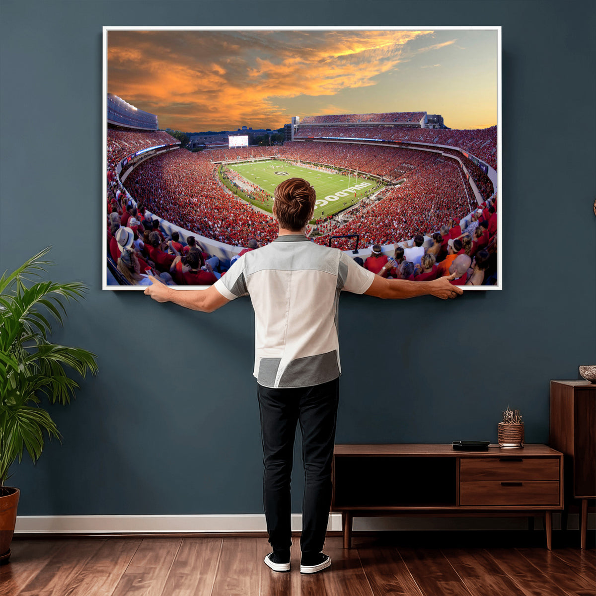 73680988-MGV-CV-36X24 - Dooley Stadium Wall Art, Sports Arena Canvas Print, Dooley Field, Framed and Ready to Hang