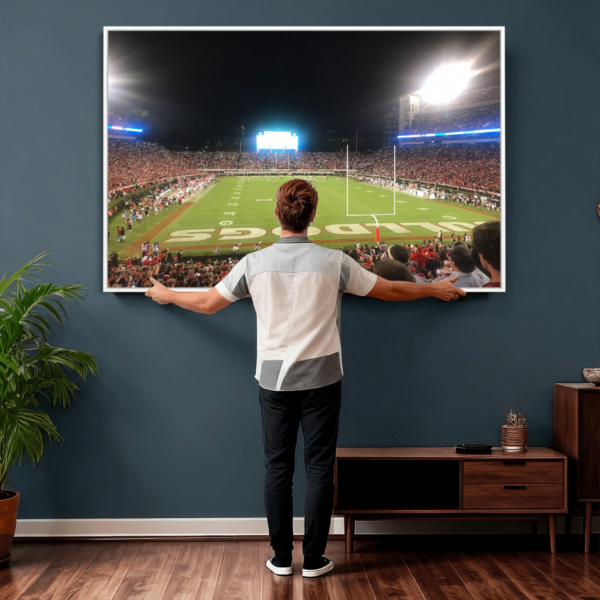 16230786-MGV-CV-36X24 - Dooley Stadium Wall Art, Sports Arena Panoramic Canvas Print, Modern Stadium Landscape Artwork for Home, Office
