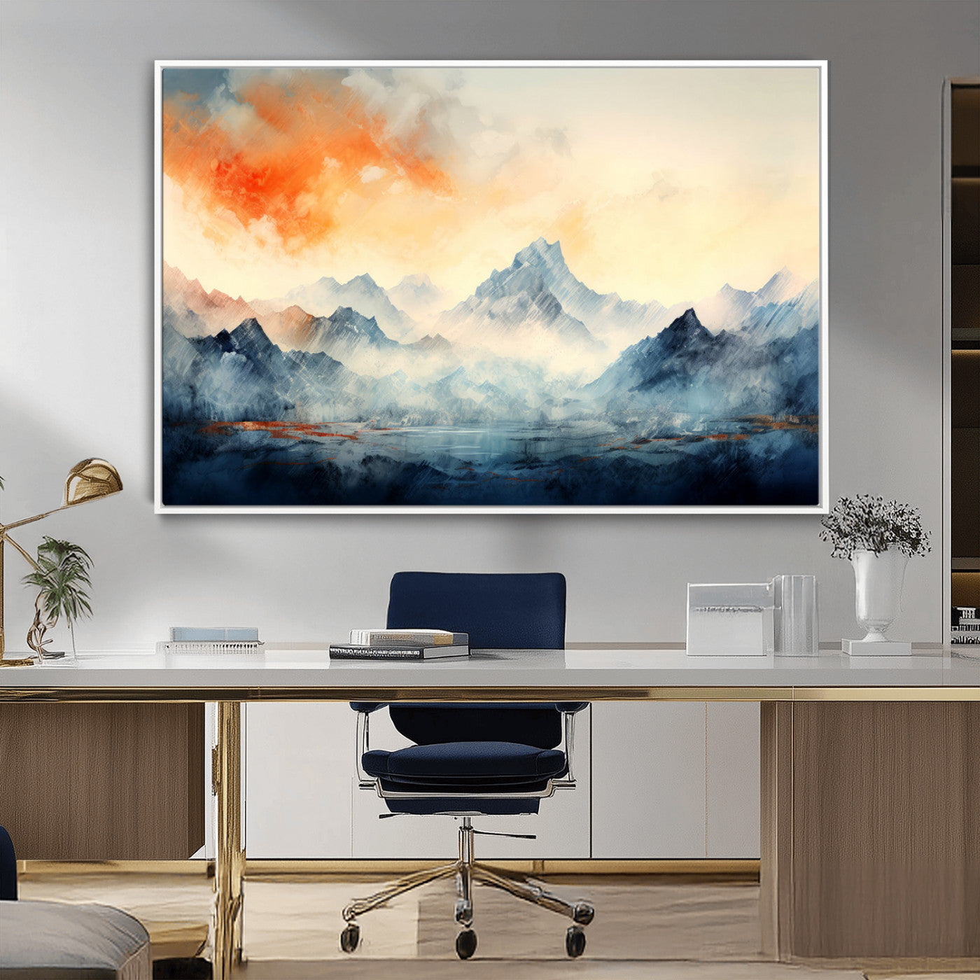 Warm Clouds Abstract Mountain Wall Art Canvas Print