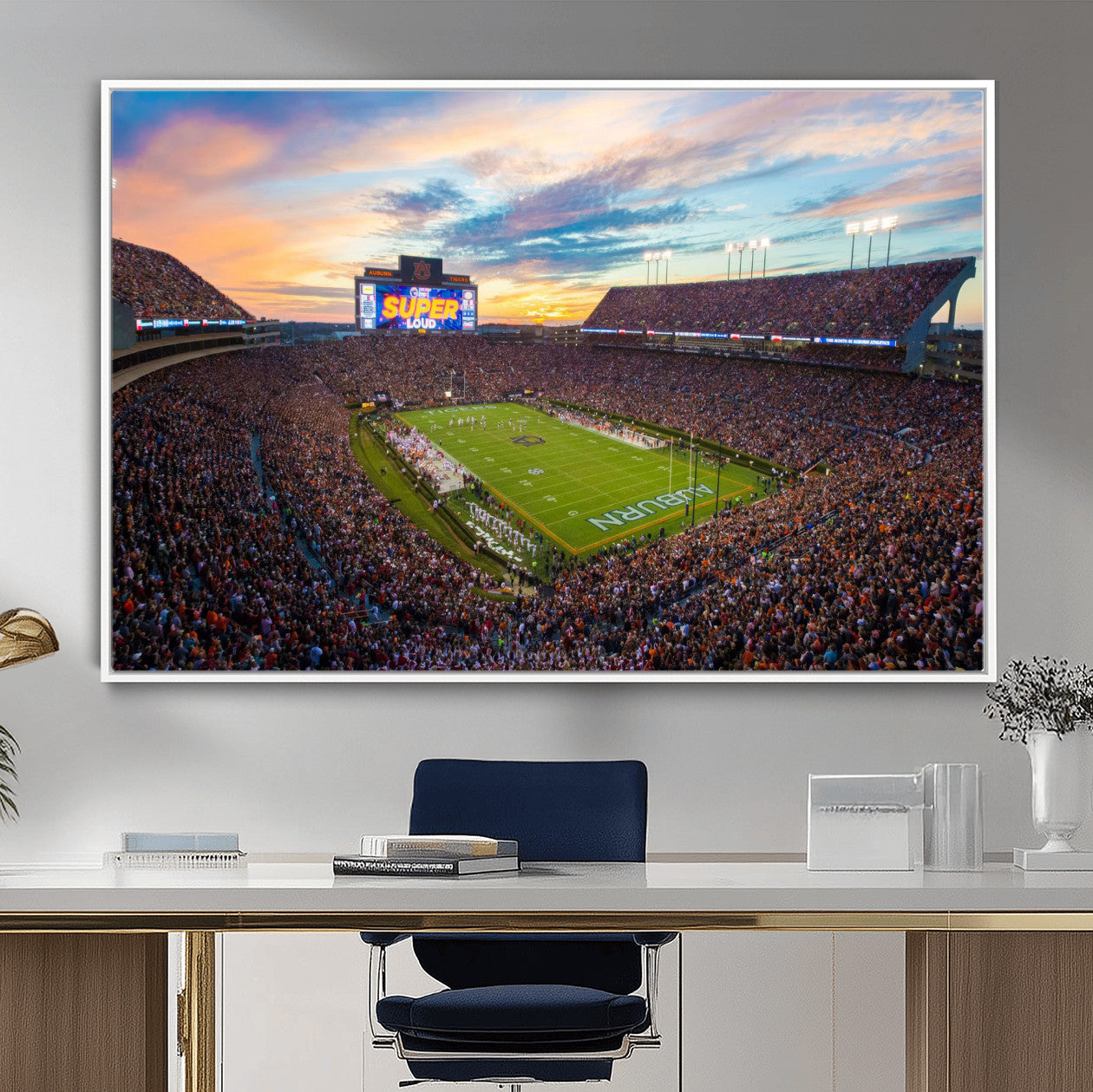 29755746-MGV-CV-36X24-Jordan-Hare Stadium Wall Art Canvas Print, Football Stadium Aerial View, College Sports Art for Man Cave or Game Room
