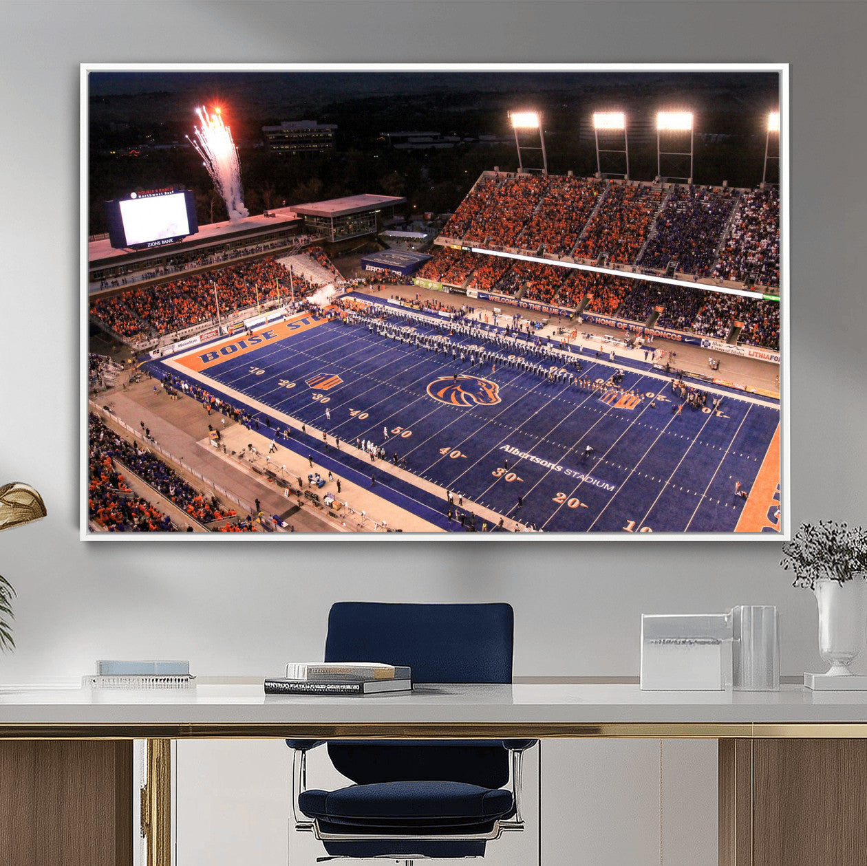 BS1001S-MGV-FC-36X24 - Boise State Broncos Albertsons Stadium Wall Art Canvas Print