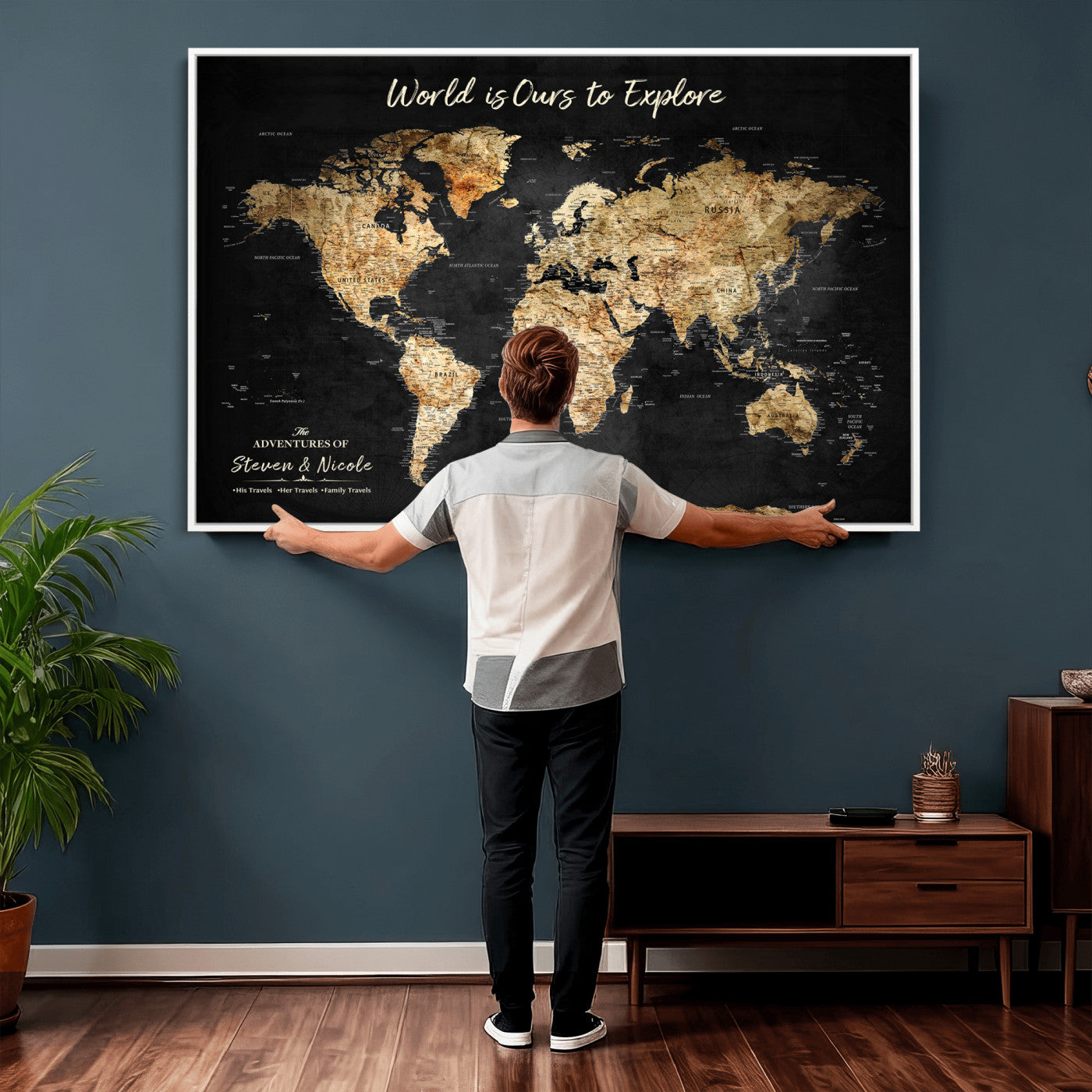 64106311-MGV-FC-36X24 - Personalized Push Pin World Map Wall Art Canvas Print with Pins – Customize  Travel Tracker Map for Home and Office Décor