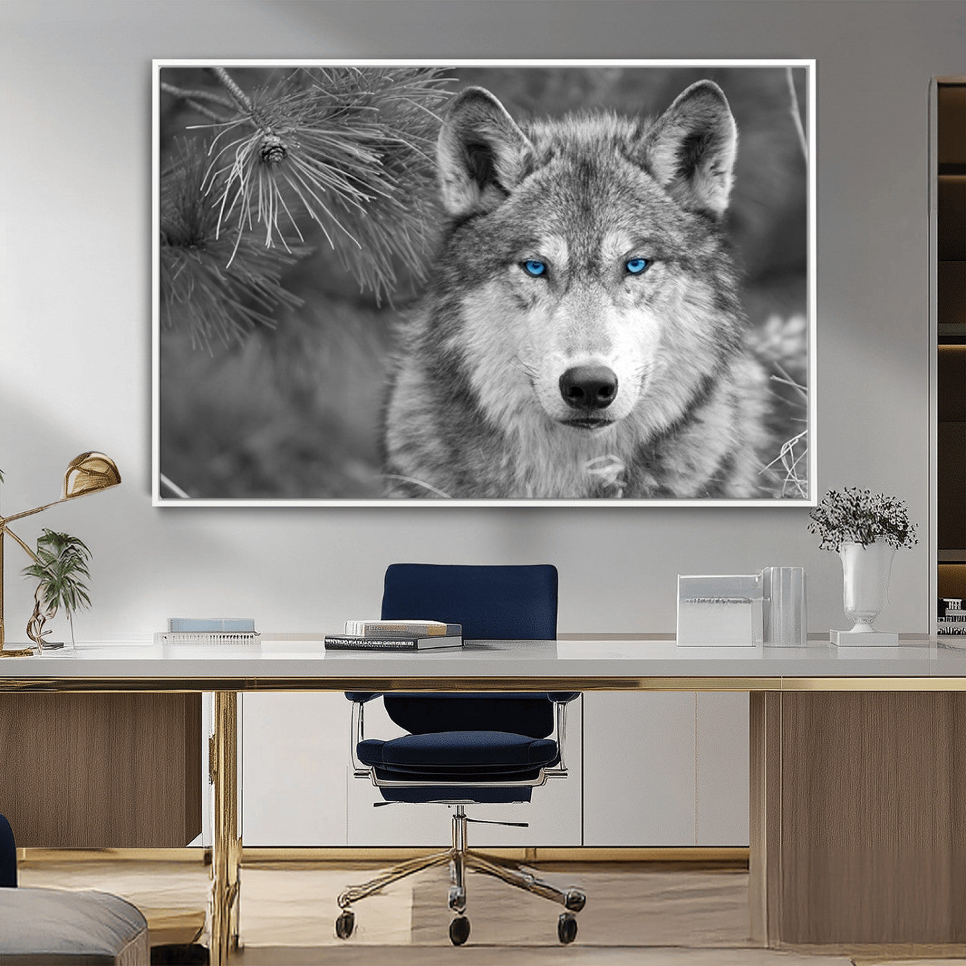 MGV-FC-36X24 - Wild Wolf Blue Eye Wall Art Canvas Print