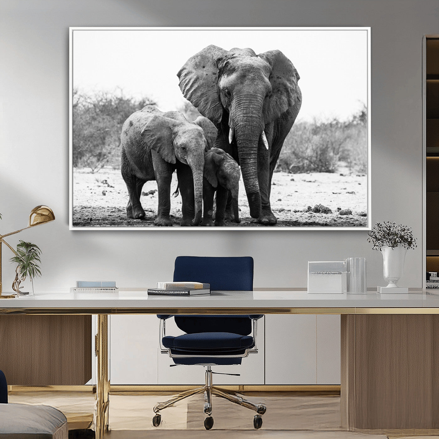 MGV-FC-36X24 - Elephant Family Africa Wall Art Canvas Print