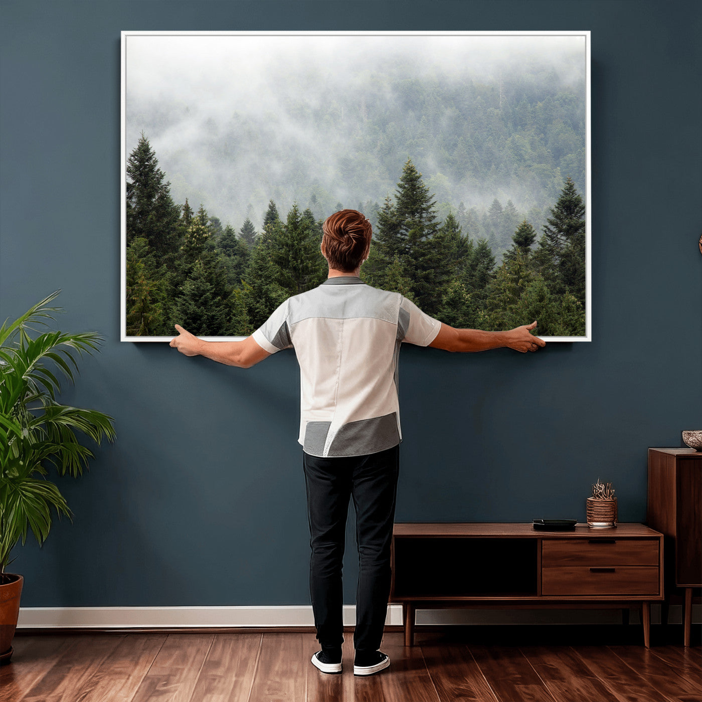 37010054-MGV-CV-36X24 - Misty Mountain Forest Wall Art Canvas Print