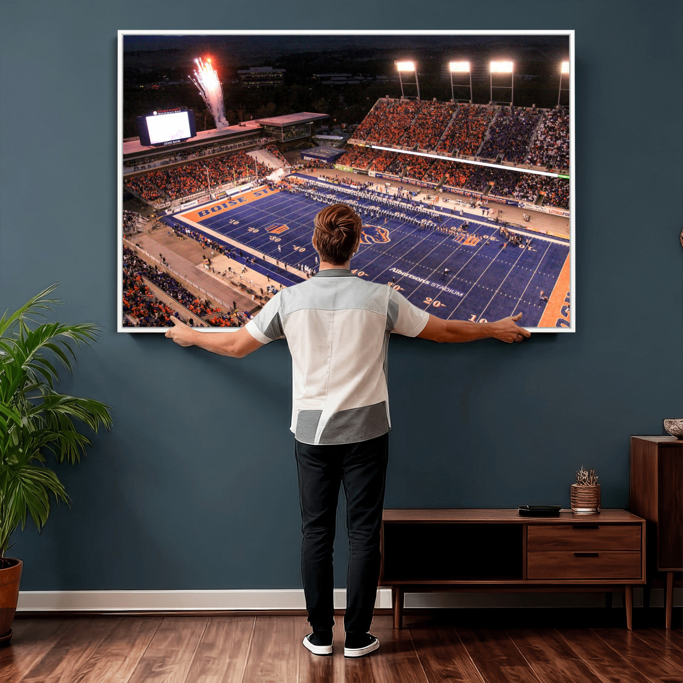 58849575-MGV-CV-36X24 - Boise State Stadium Large Wall Art Canvas Print for Living Room Office Wall Decor