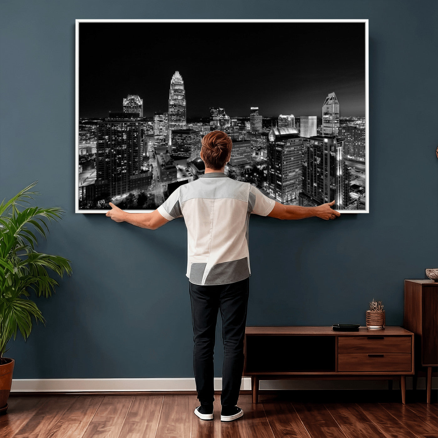 68329345-MGV-CV-36X24 - Atlanta Skyline Wall Art Canvas Print, Atlanta Downtown Night Cityscape Print for Modern Urban Wall Decor